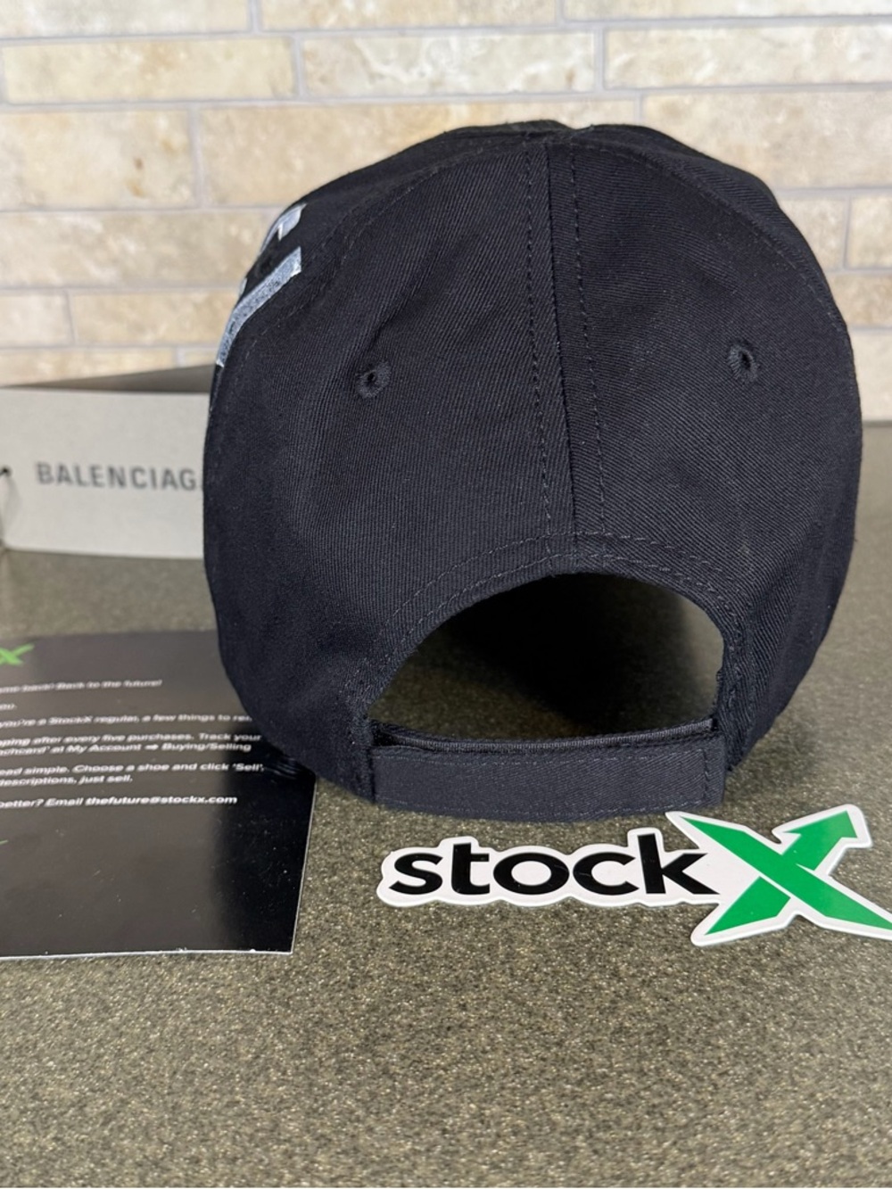 Balenciaga Black Baseball Cap with White Script Logo - Picture 5 of 6